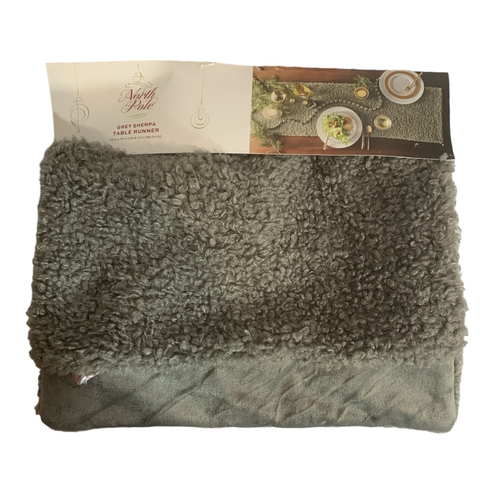 North Pole Trading Company Cozy Faux Sherpa Table Runner 14" x 72" Gray